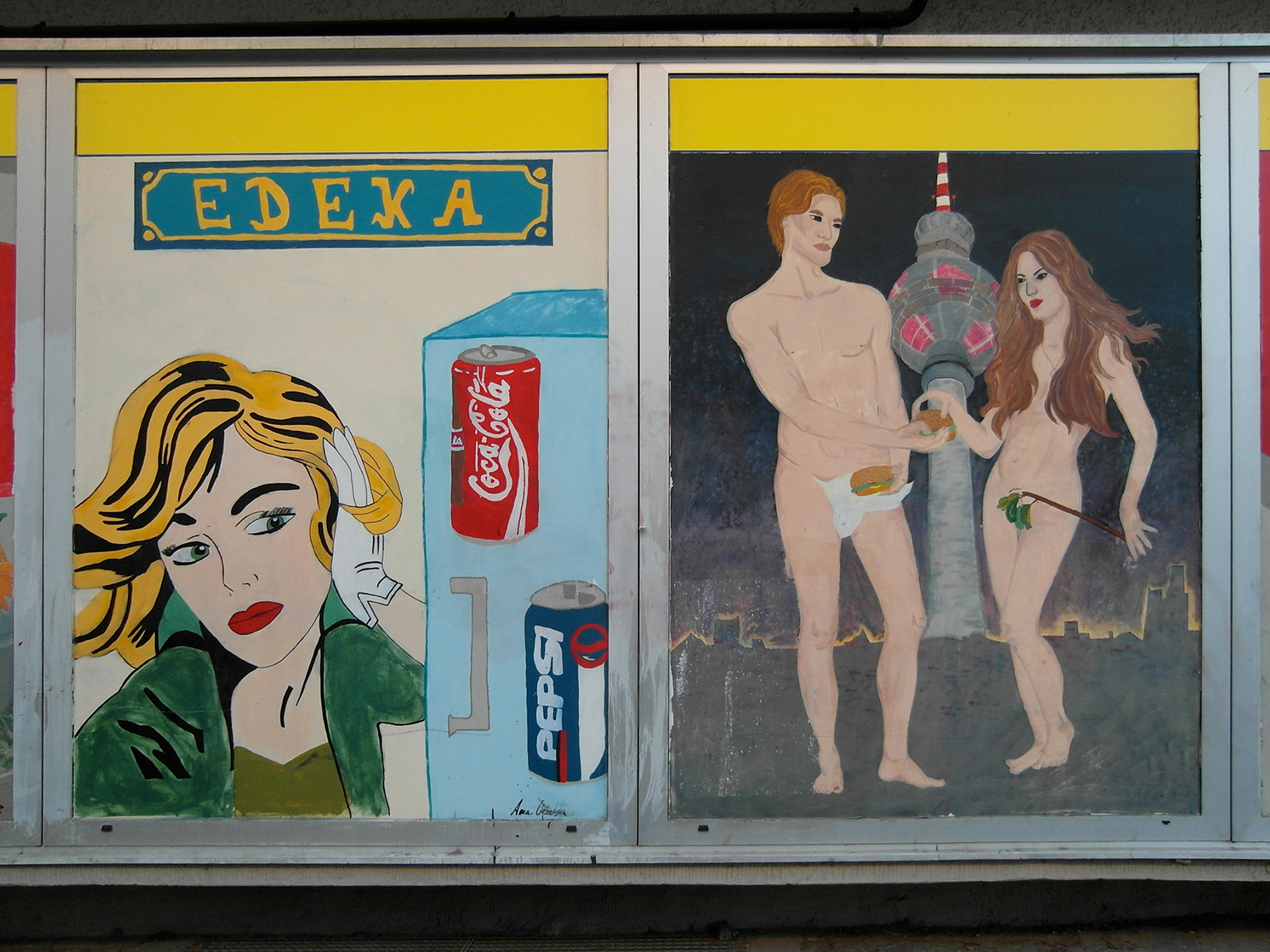 Christoph Radke, Berlin, Helmholtzplatz, Wandbild an Edeka-Geschäft, 2013